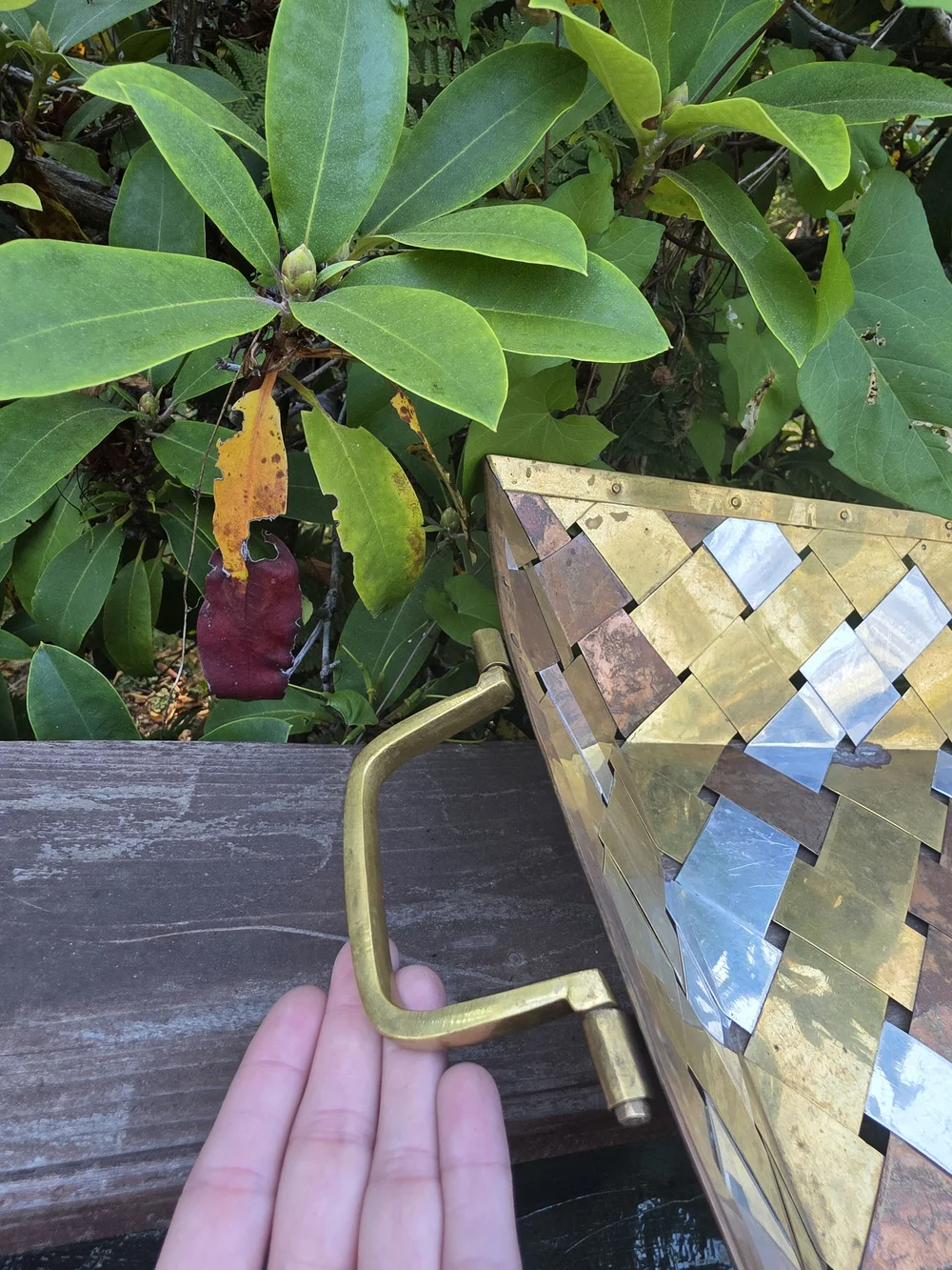 Decorative Woven Metal Serving Bowl - Gold and Bronze